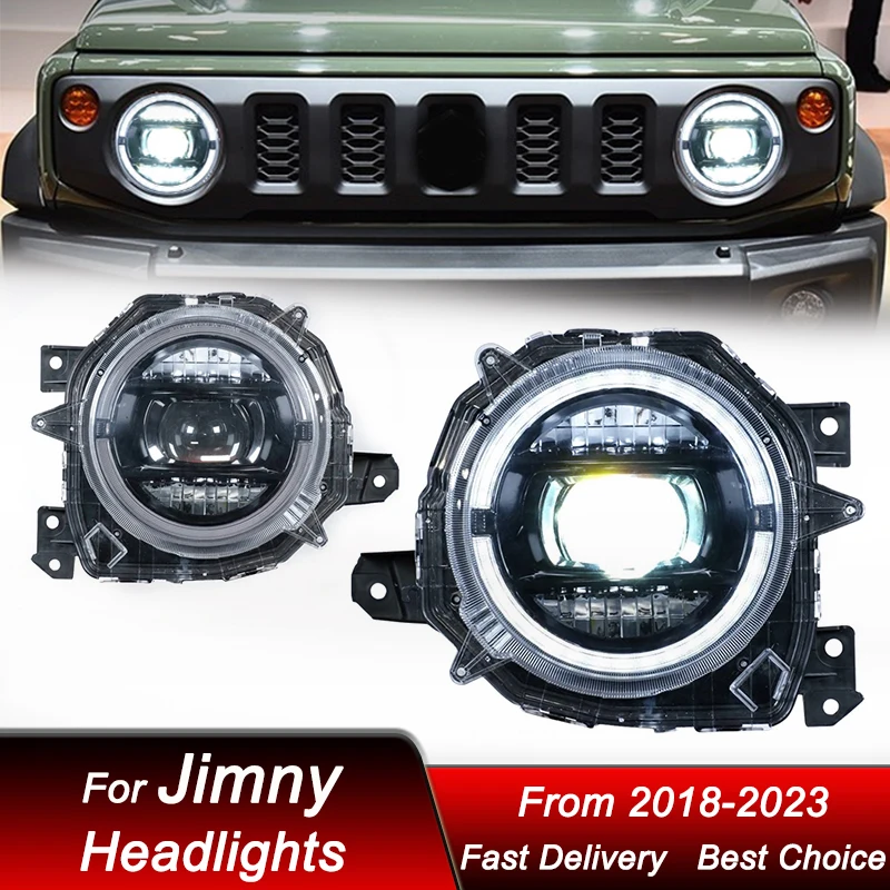 

Автомобильные светодиодные фары для Suzuki Jimny 2018-2023 Benz G стиль, полностью светодиодные фары в сборе, обновленный комплект аксессуаров для линз проектора