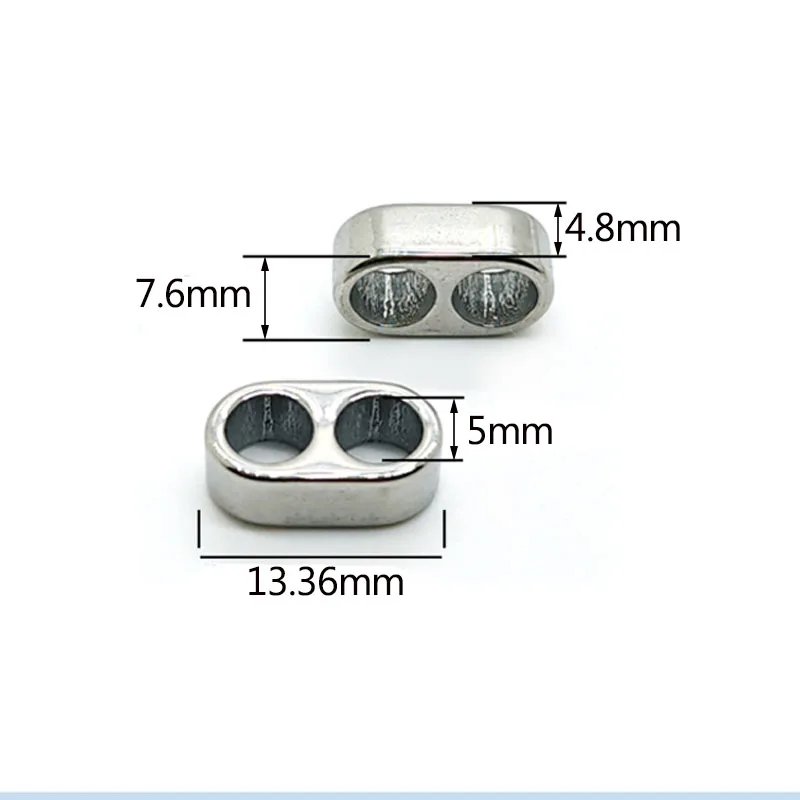 4Pcs Stainless Steel Beads Spacers Large Hole Metal Pendants Sliders Beads for Leather Bracelet DIY Jewelry Making Accessories view 6