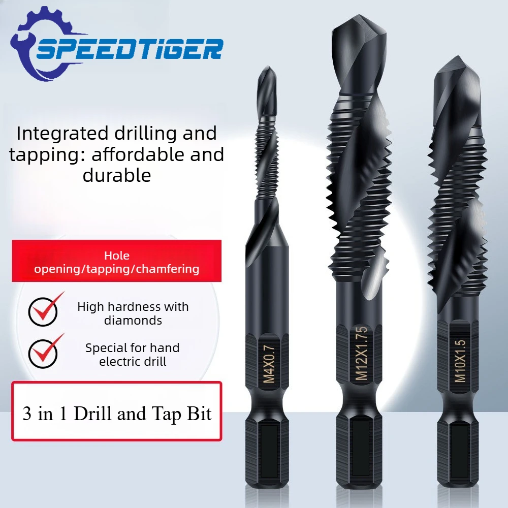 

SPEEDTIGER HSS Cobalt 2 in 1 Compound Tap Drill Bit Drilling and Tapping Integrated Self-Tapping Drill Bit for Metal Processing