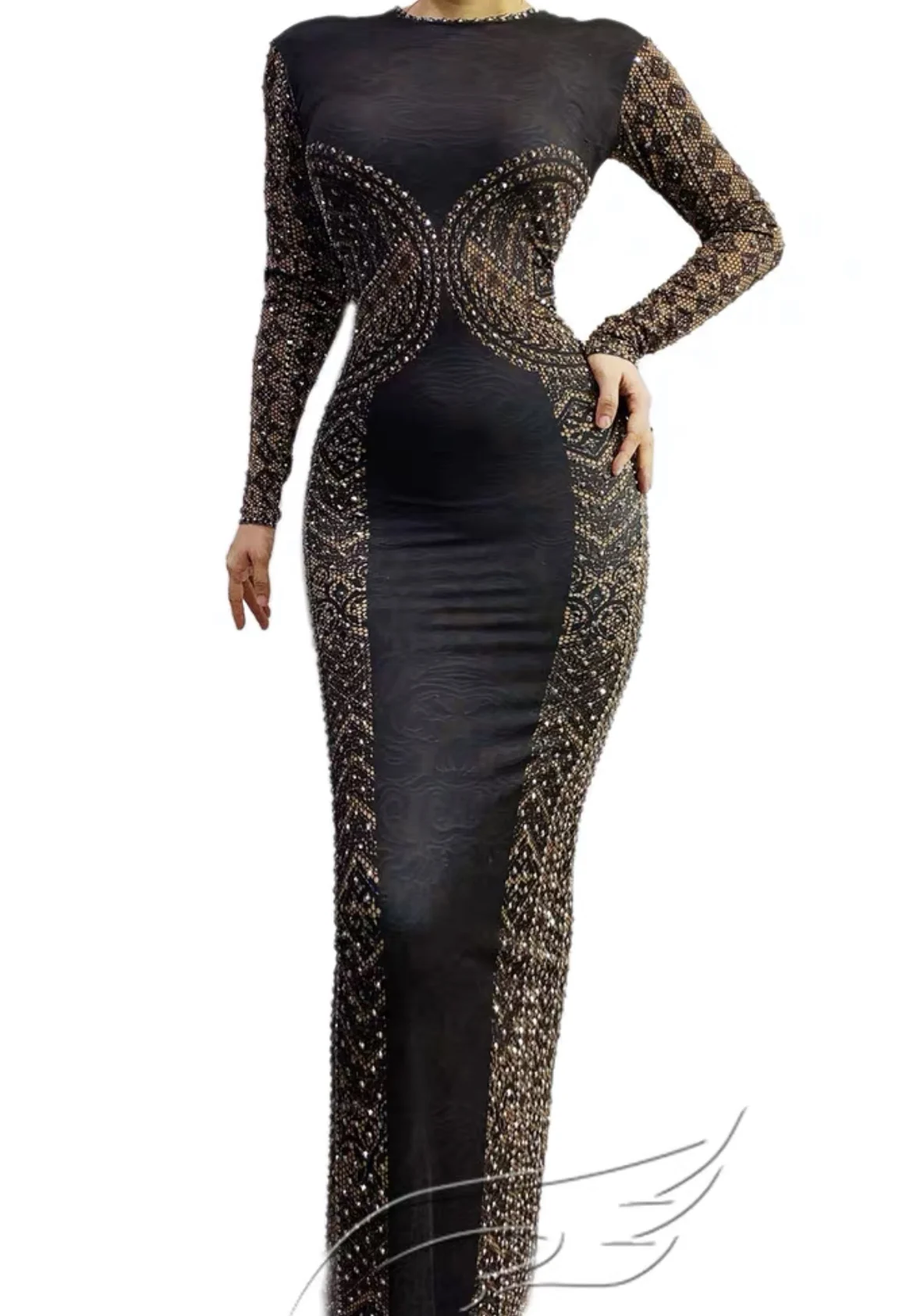 

2024 New Sexy Lace Shining Diamond Women's Dress Birthday Party Fashion Performance Dress Elegant Party Dress