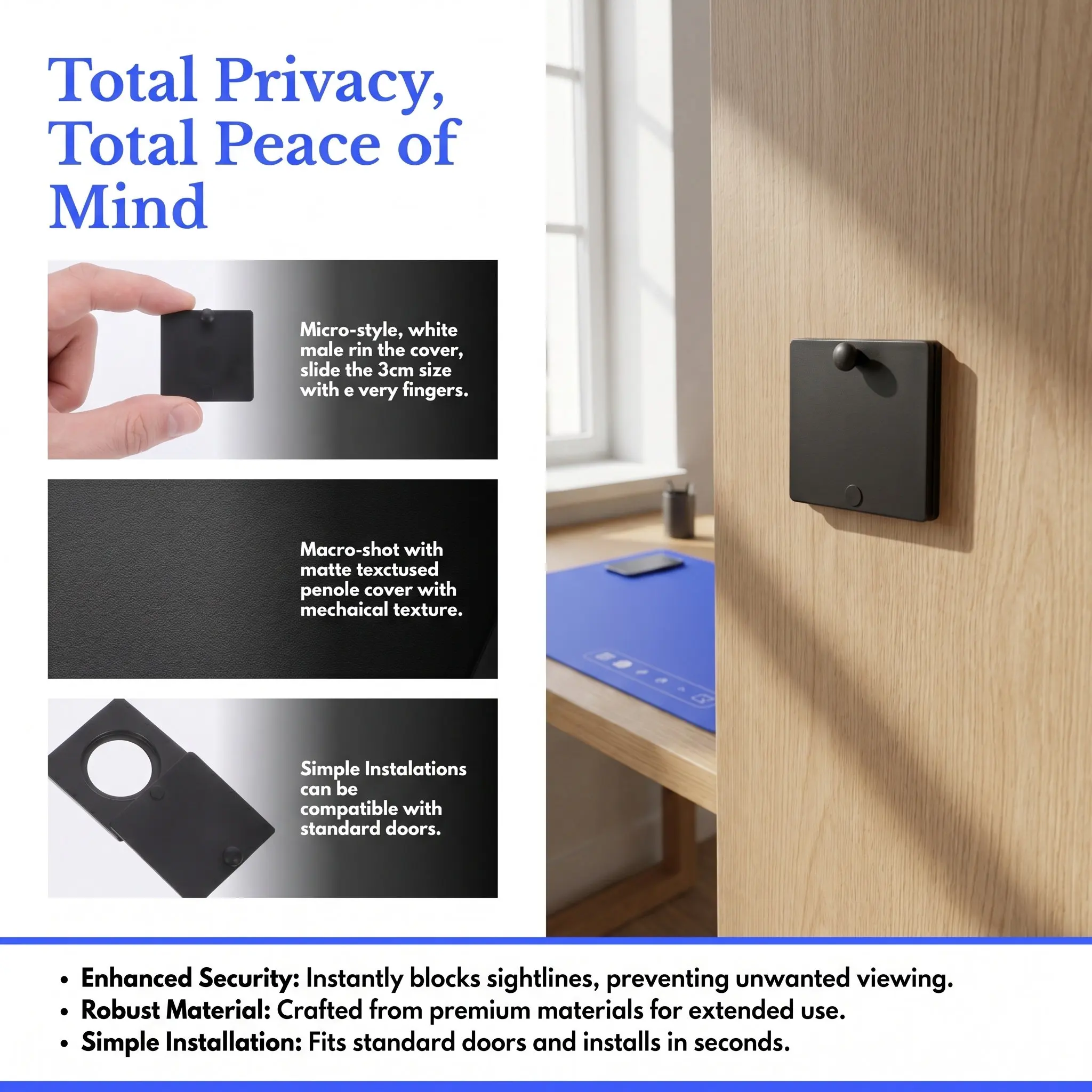 Black Peephole Cover Inner Diameter 0.63inch Metal Door Viewer Privacy Protector Anti Theft Peephole Cover Replacement for Front