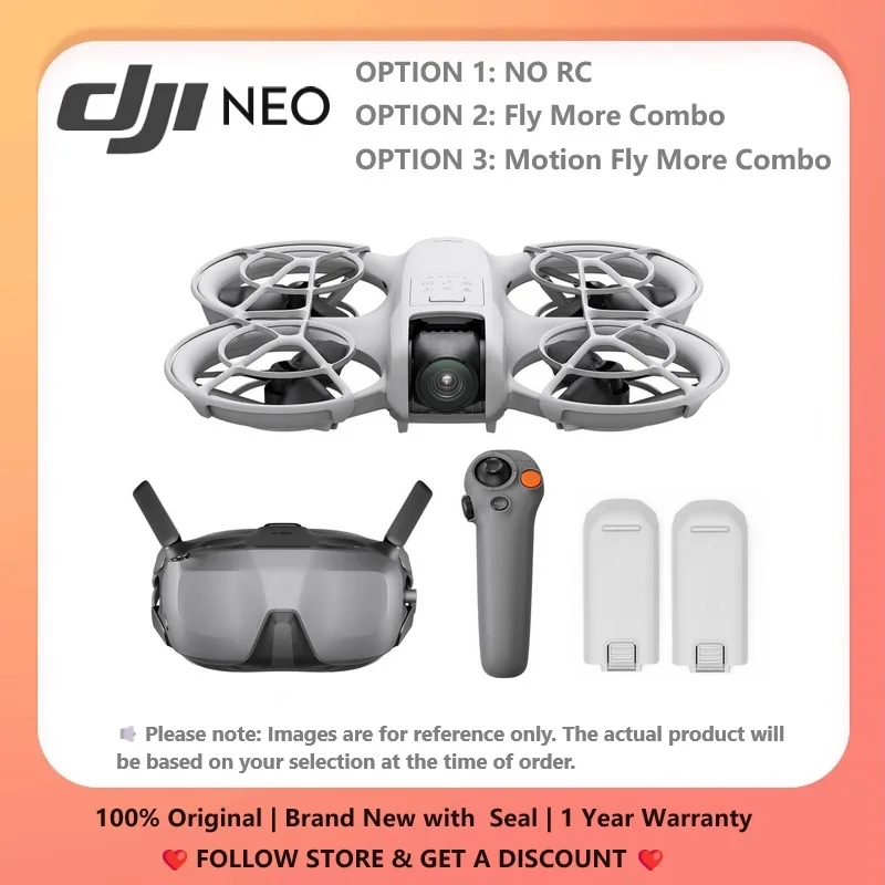 Original DJI NEO Drone 135g Lightweight and Portable 4K video Tracking Target with AI and QuickShots Various Control options 4