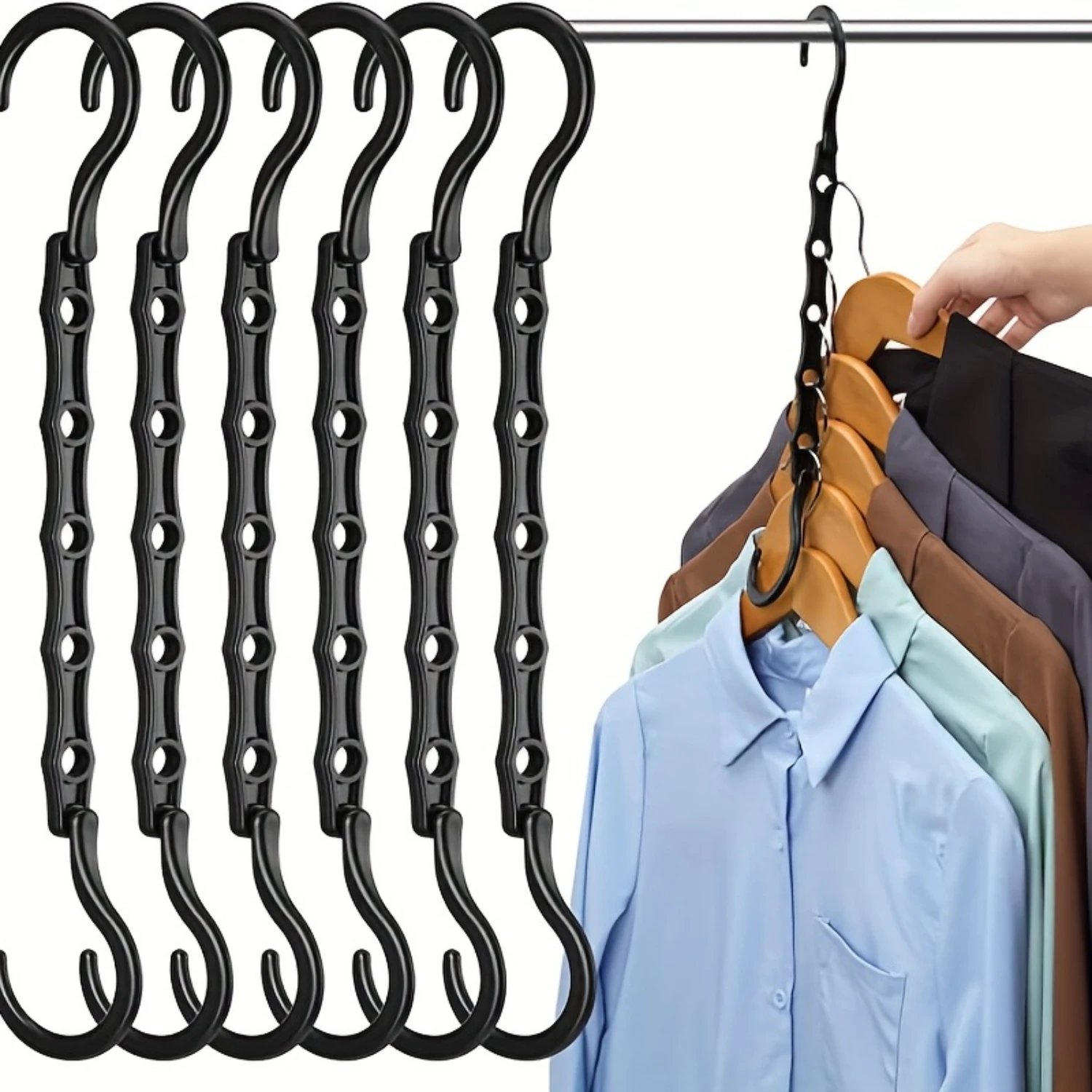 1/6/12PCS Set - Revolutionary Magic Windproof Hangers - Unbreakable PP Plastic, Effortlessly Rotating & Folding Design, Space-Sa