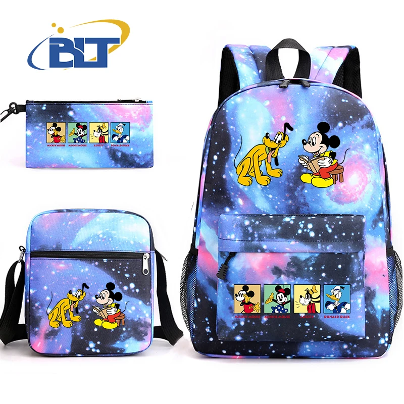 Mickey Mouse and Friends print kids backpack 3-piece set student school bag shoulder bag pencil case set