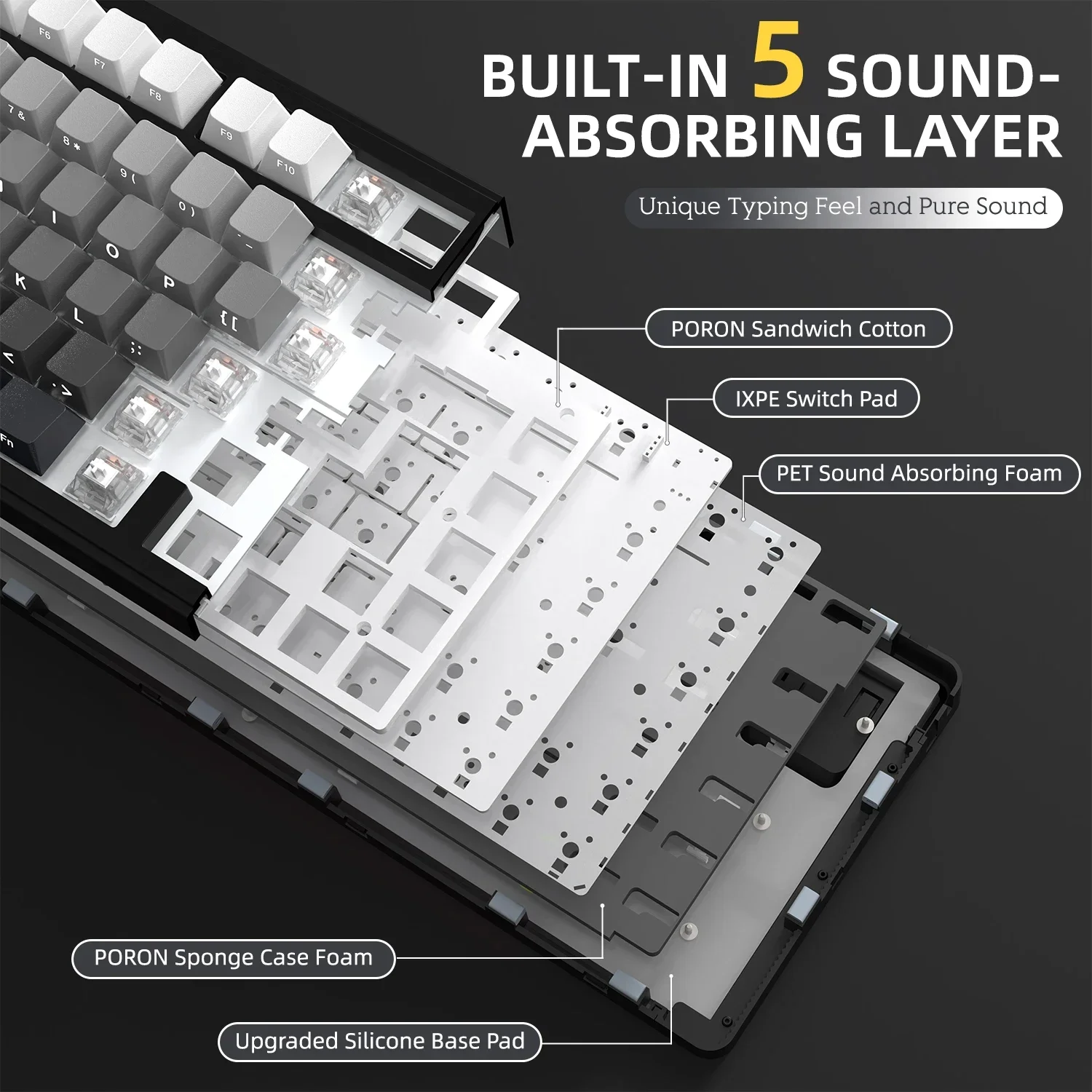 Imagem -05 - Ataque Tubarão X85 Teclado Mecânico Estrutura Gasco Modo Hot Plug Side Key Cap Rgb Backlit Botão de Alumínio Teclado do Jogo