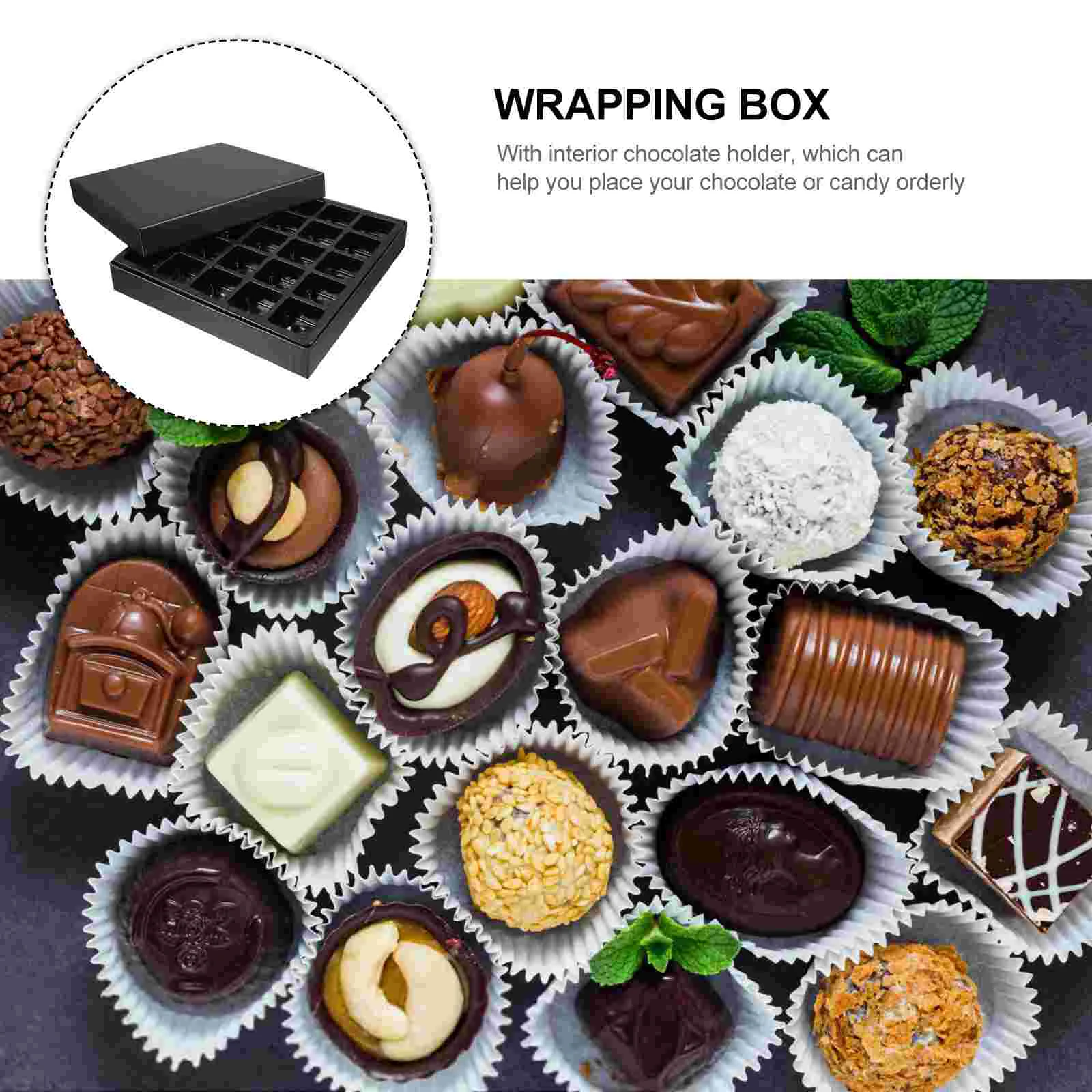 Packing Box Elegant Candy Container Truffle Wooden Chocolate Storage Boxes Paper with Interior Holder Party Present Deluxe