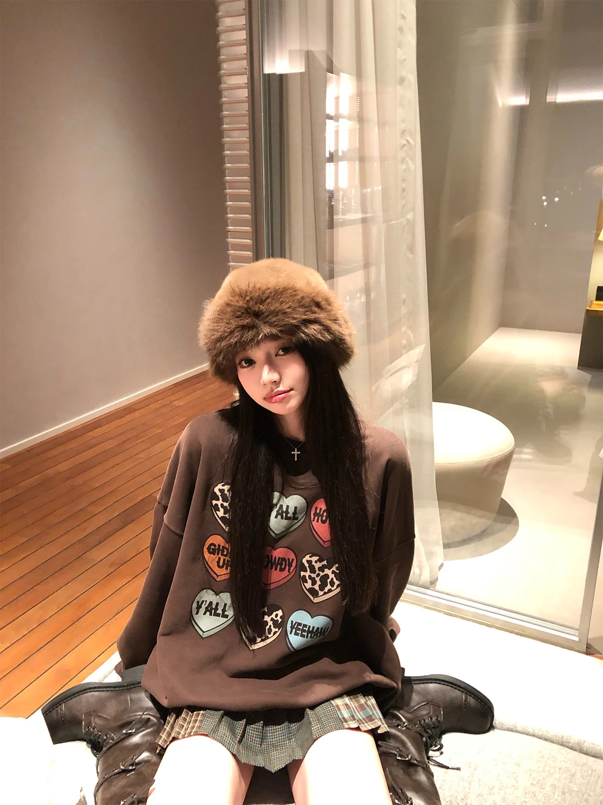 

Толстовка с капюшоном Chen Jin Freedom Love Heart Print на флисовой подкладке, зимняя женская футболка с высоким воротником, мягкая, удобная, повседневная.