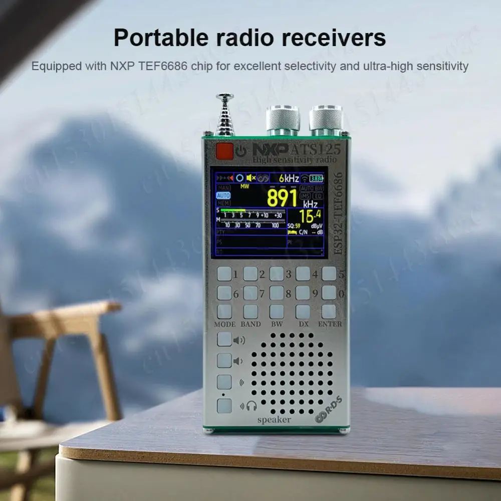 

ATS125 High Sensitivity FM Radio 2.4 Inch Touch Screen RDS Data Display Handheld Radio w/ Telescoping Antenna Bluetooth Speakers