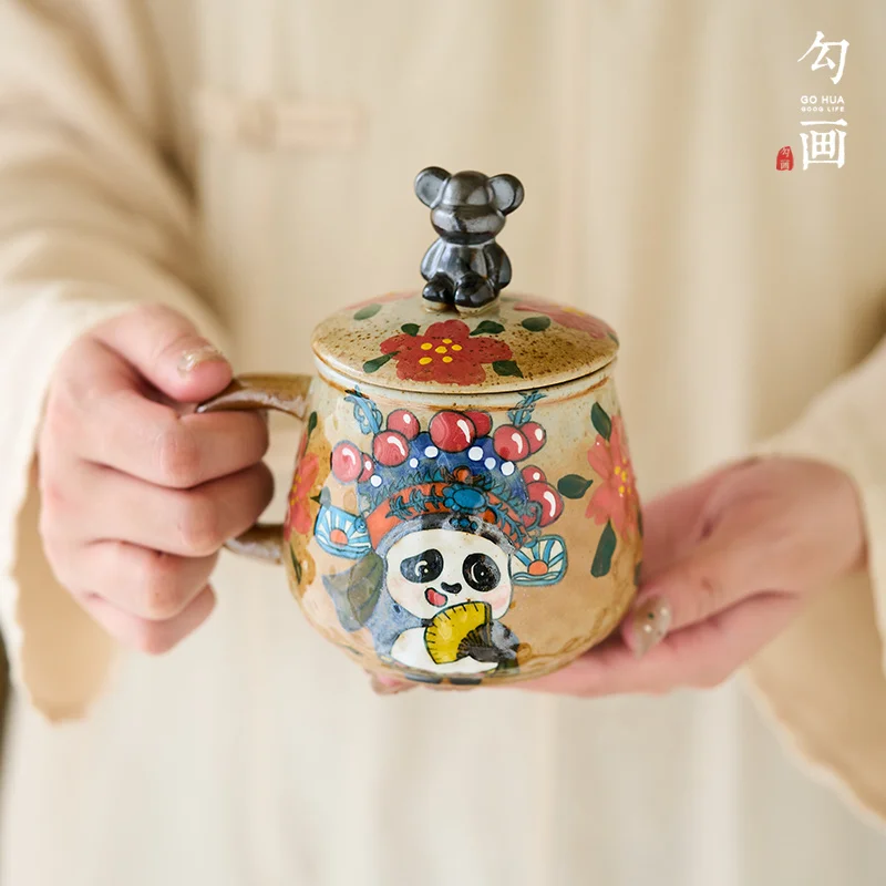 China Jingdezhen porcelain panda holding a teacup exquisite tea set ceramic cup single birthday gift