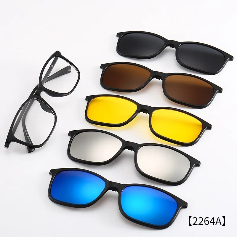 6 In 1 Custom Men Women Polarization Optical Magnetic Sunglasses Magnet Clip on Sunglasses polarizatin Clip on Sun Glasses Frame