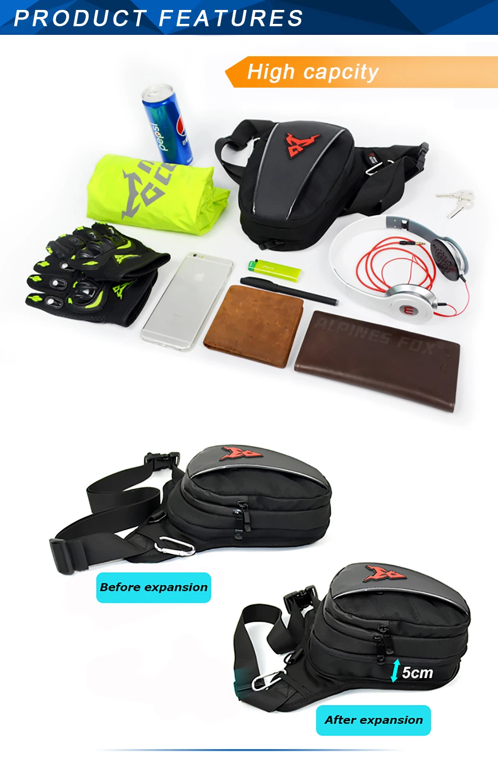 Moto zentrische wasserdichte Motorrad-Heck tasche Multifunktions-Rücksitz tasche Hochleistungs-Motorrad tasche Fahrer-Fallbein-Seiten tasche – Detail 21