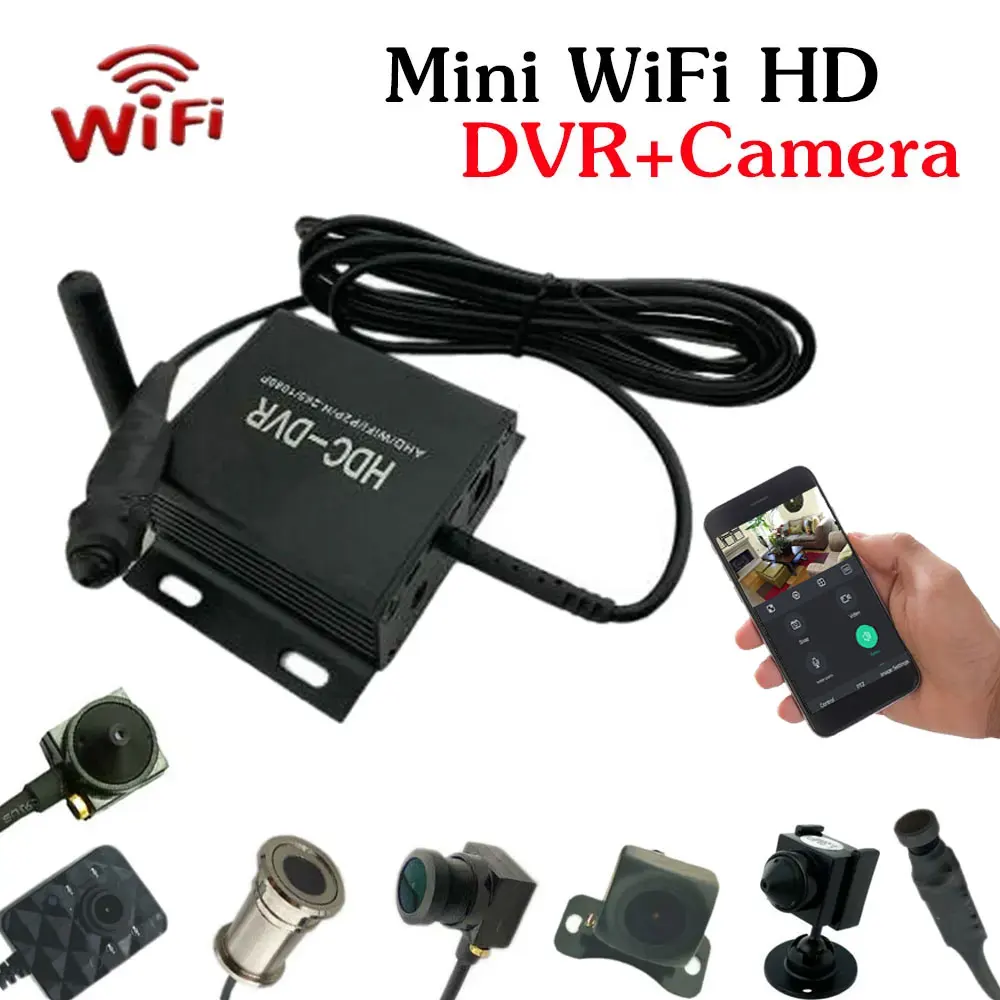 

Mini AHD Camera 1080P HD WIFI Alarm DVR System H.265 Camcorder Home Surveillance Camera P2P Video Recorder Support TF Card