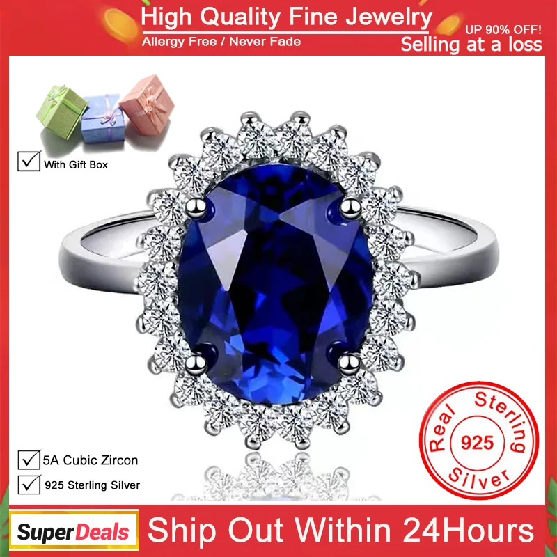 

With Credentials Princess Cut 3.2ct Lab Sapphire Ring Original 100% 925 Silver Engagement Wedding Band Jewelry Ring for Women