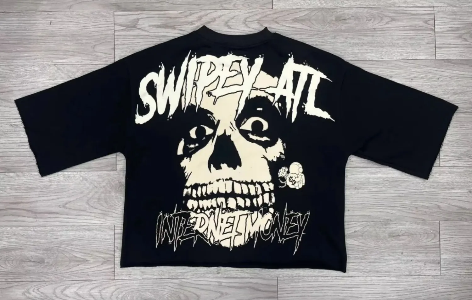 European and American men's summer horror skull letter print comfortable and breathable round neck T-shirt outdoor street top view 2
