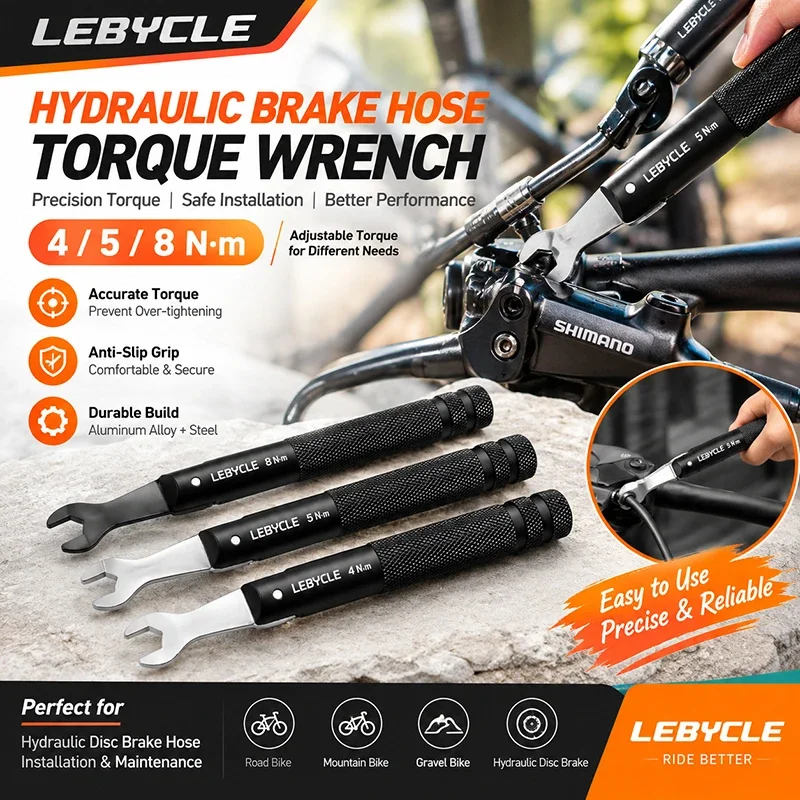 LEBYCLE 4/5/8Nm Preset Torque Wrench Bike Hydraulic Disc Brake Hose Nut Spanner for Shimano SRAM Magura MTB Road Repair