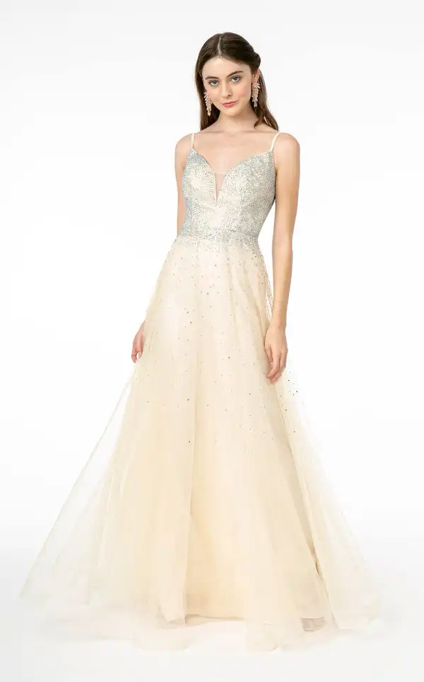 Moda personalizzata Tulle Perline Piega A-line Cinturino per spaghetti Abiti lunghi Abiti per occasioni su misura Squisito retrò Alta qualità