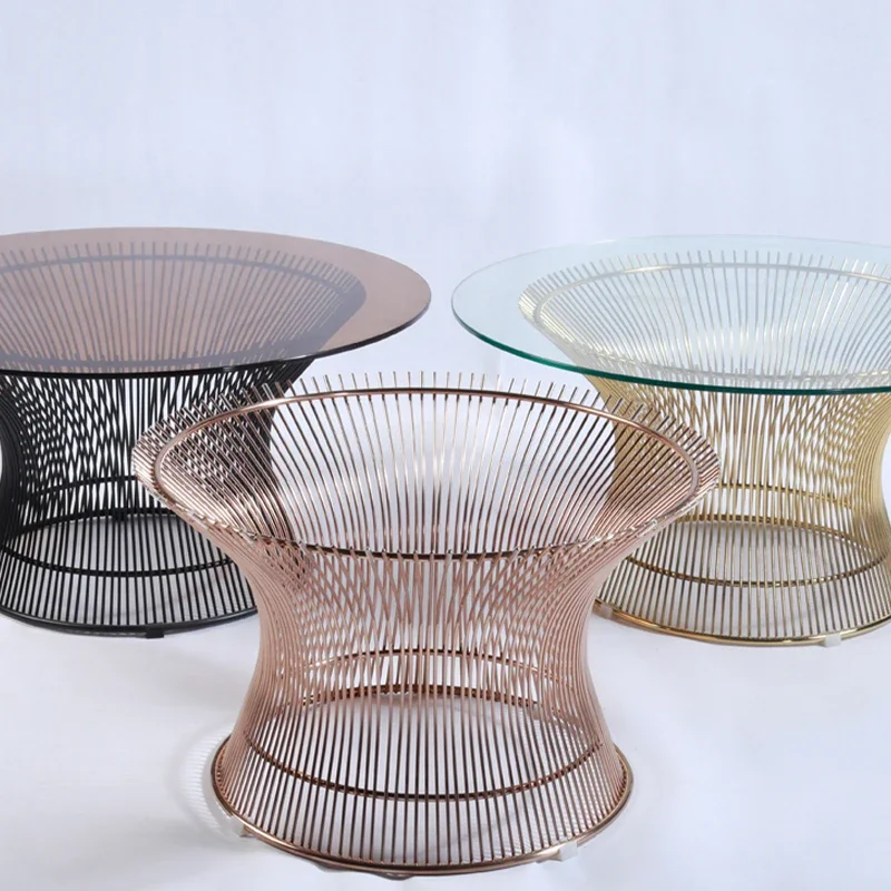 Customized Platna Coffee Table Light Luxury Simple Stainless Steel Glass round Table image 3