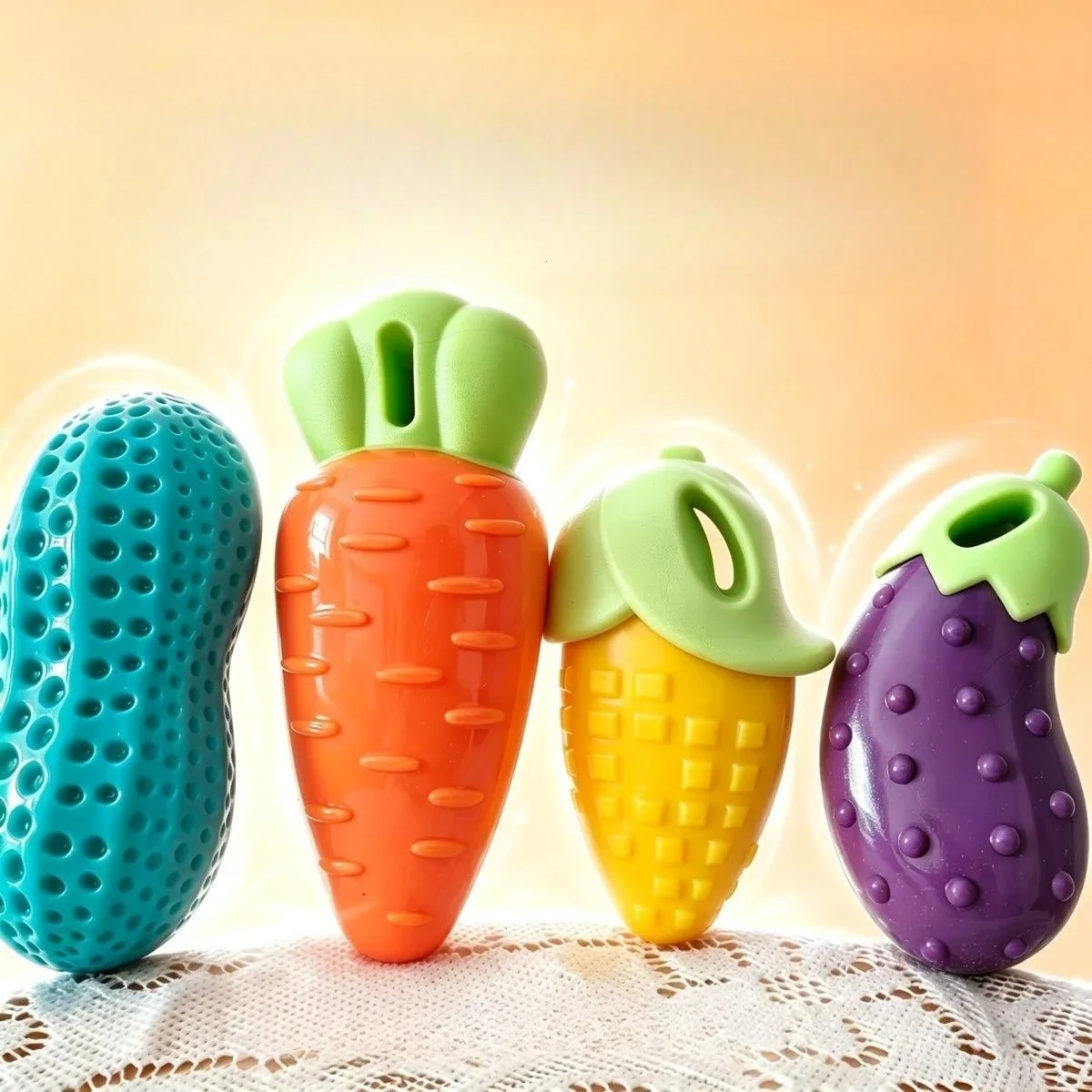 TPR Dog Toy with Sound and Chewing Function Simulated Peanut and Carrot Pet Chew Toy