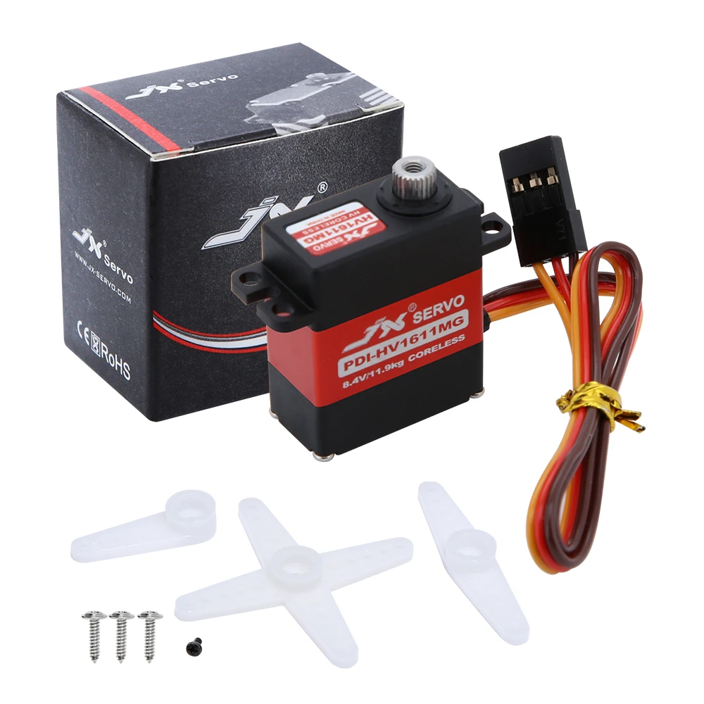 

JX PDI-HV1611MG Micro 8.4V 0.07S 11KG Digital Servo Metal Gear Coreless Motor Servos High Torque for RC Cars Helicopter Crawler