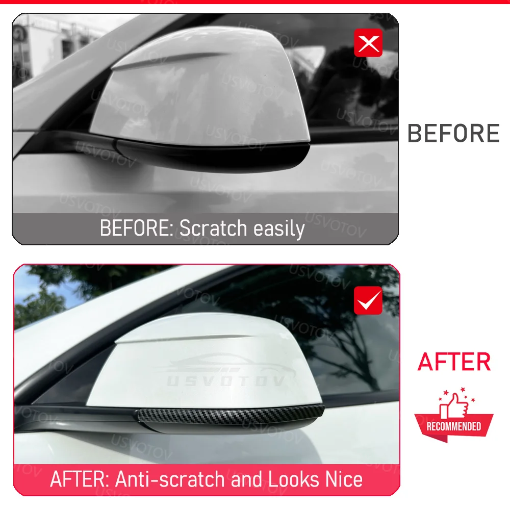 Cubierta Decorativa para Espejo Retrovisor USVOTOV para Tesla Model 3 Y YL Accesorios 2026-2021, Protector de Parachoques Anticolisión
