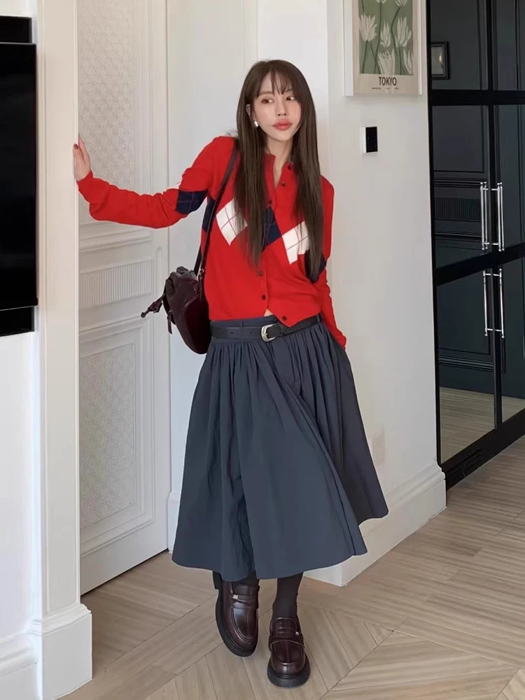 

ZHISILAO новые шикарные нерегулярные юбки трапециевидной формы длиной до колена, женские винтажные повседневные юбки с высокой талией, осень-зима 2025