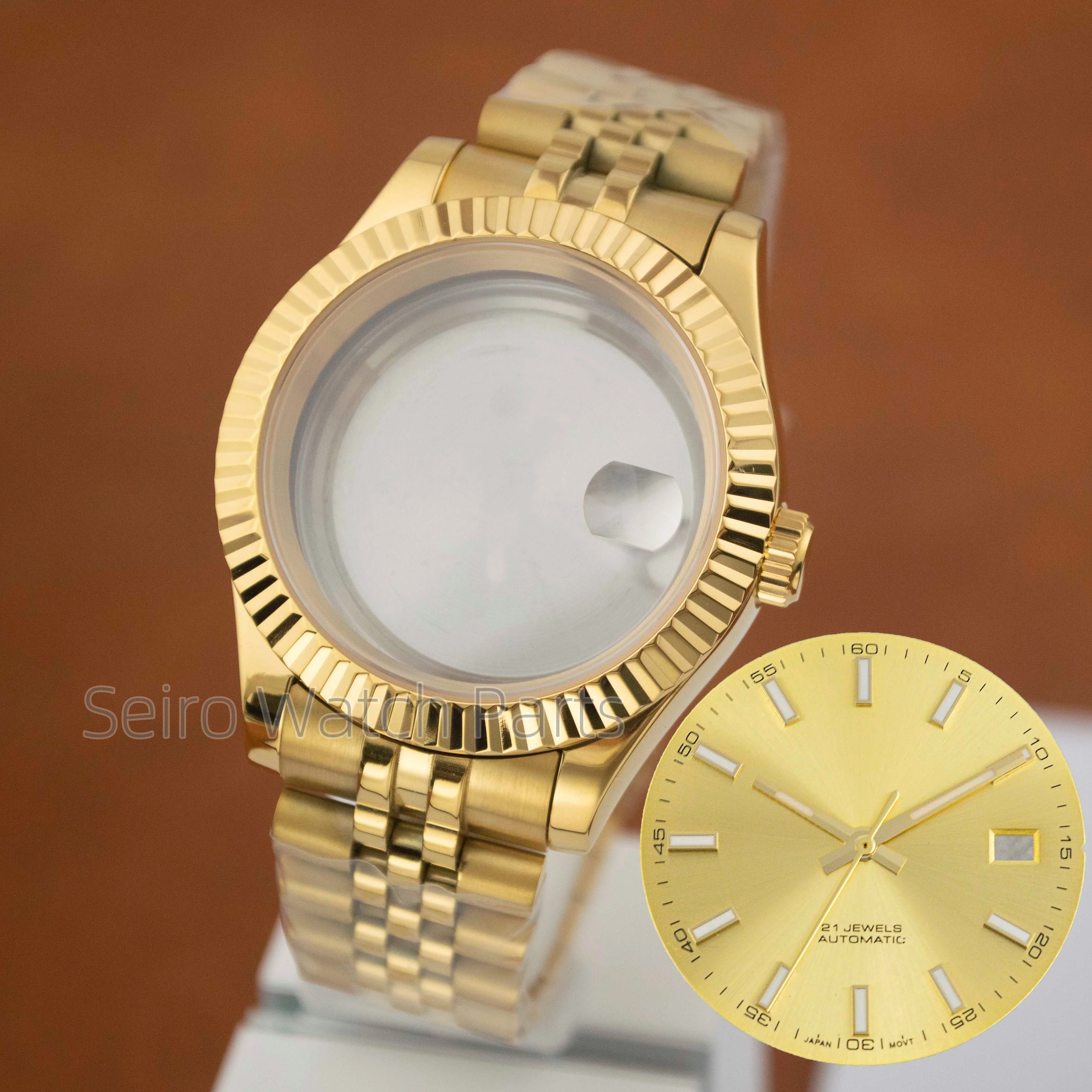 41mm Men NH35 Case Stainless Steel Bracelet Strap Sapphire Crystal 10ATM Waterproof for Datejust NH35 NH36 Movement 31mm Dial
