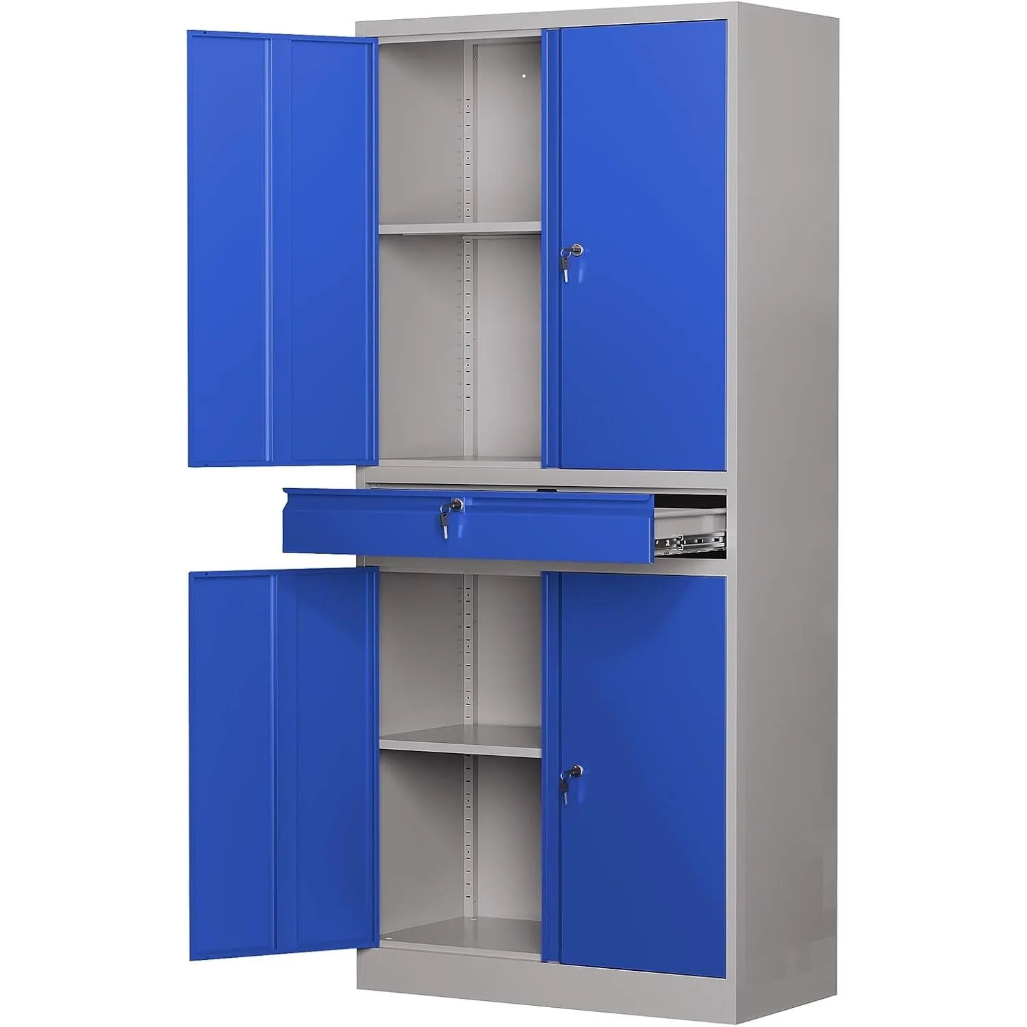 

Metal Garage Storage Cabinet with Locking Doors and Adjustable Shelves, Tool Cabinet with 1 Drawer - 71" Steel Locking Cabinet