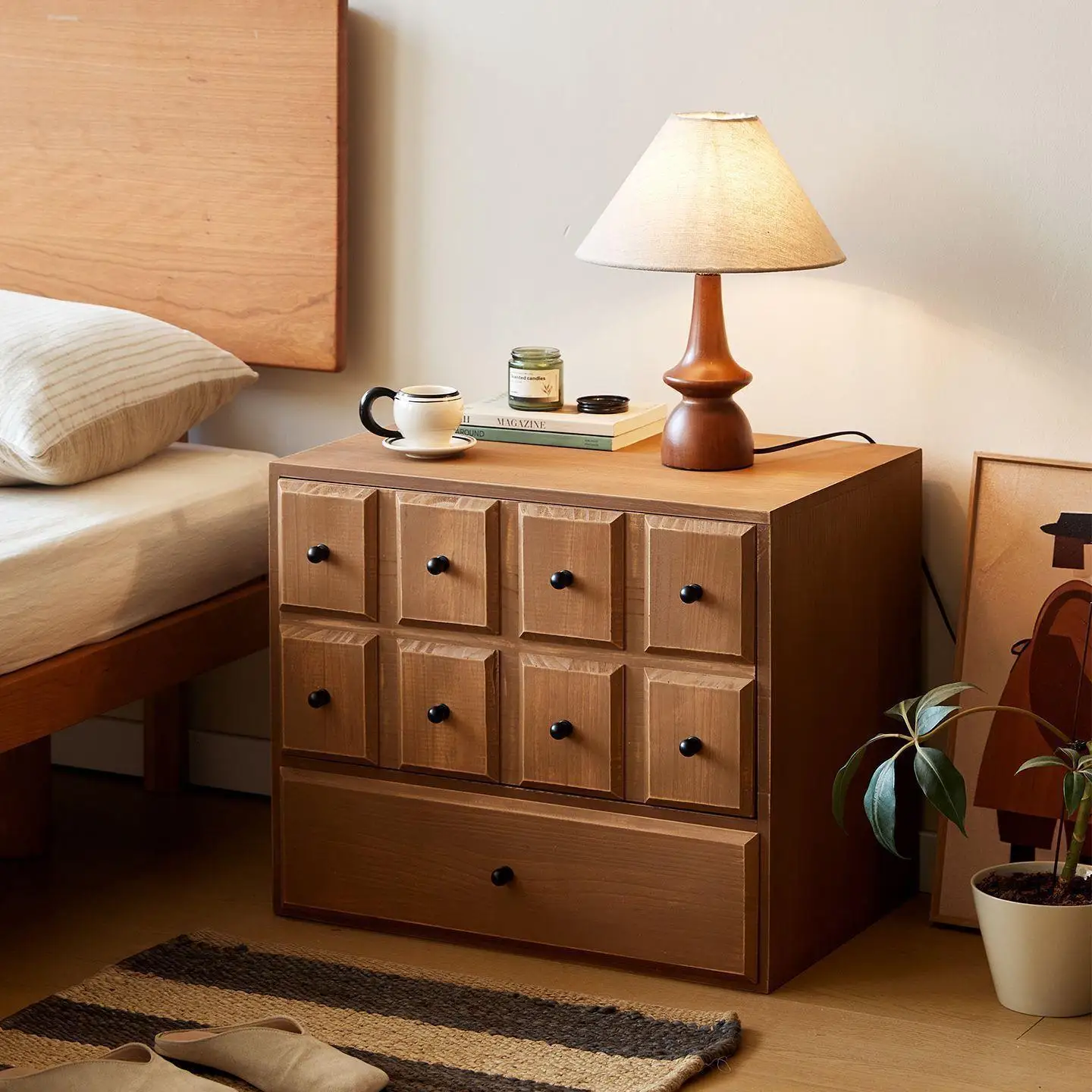 American solid wood chest of drawers Bedroom chest of drawers Creative chest of drawers Living room Small
