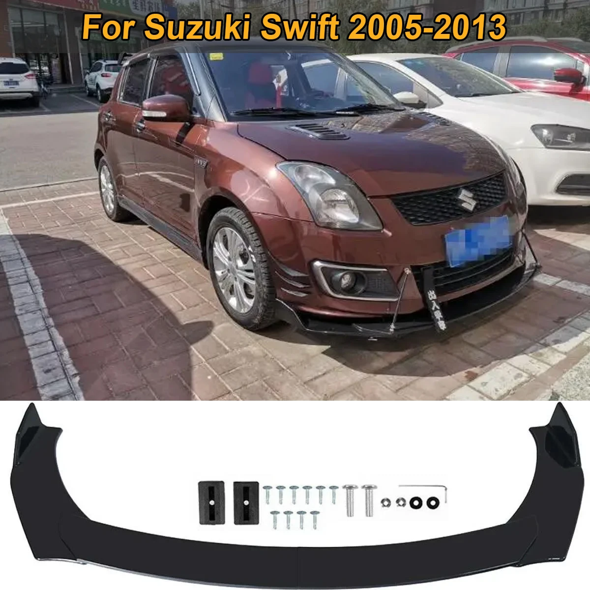 

177cm Front Bumper Lip Side Spoiler Splitter Body Kit Guards Deflector For Suzuki Swift 2005-2013 Car Tuning Accessories