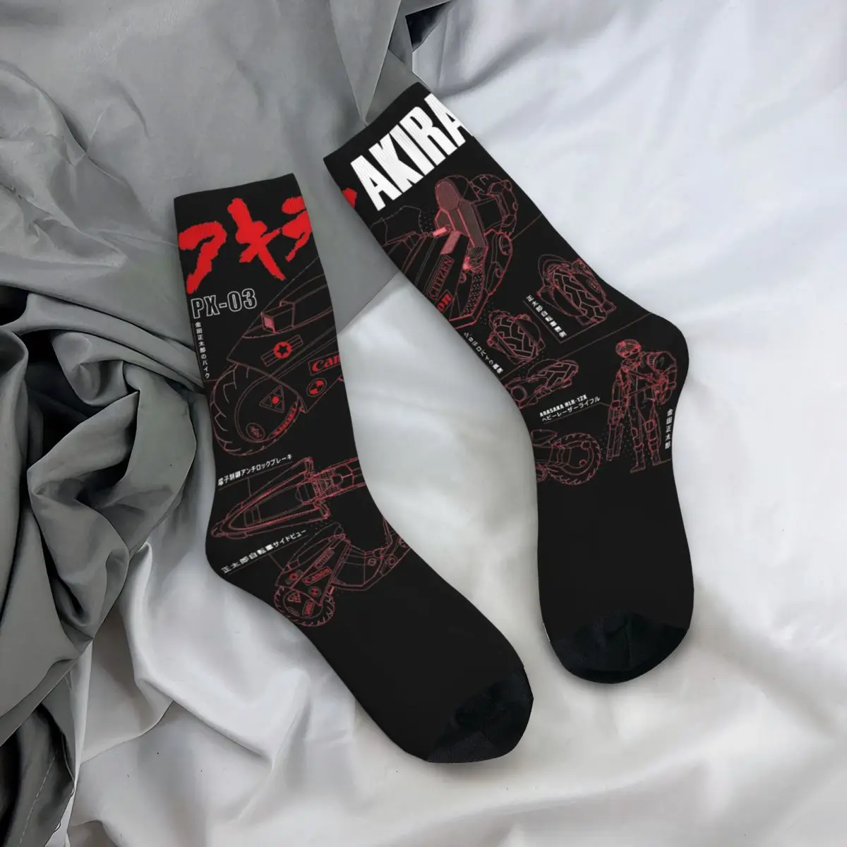 Mannelijke Akira Kaneda Fiets Blauwdruk Sokken Zachte Casual Sokken Nieuwigheid Merchandise Midden Tubecrew Sokken Kleine Geschenken