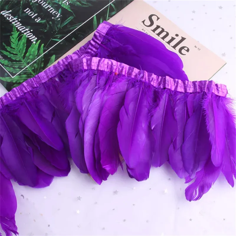 2 yard Goose Feathers Trim Wedding Party Decoration 15-20cm Fringes Clothes Macrame Feather DIY Plumes Ribbons for Crafts