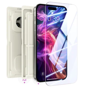 MINSLIS Screen Protector for iPhone 16 Pro Max, 9H Anti-Scratch Resistant Tempered Glass Film with Bio-Based Installation Kit