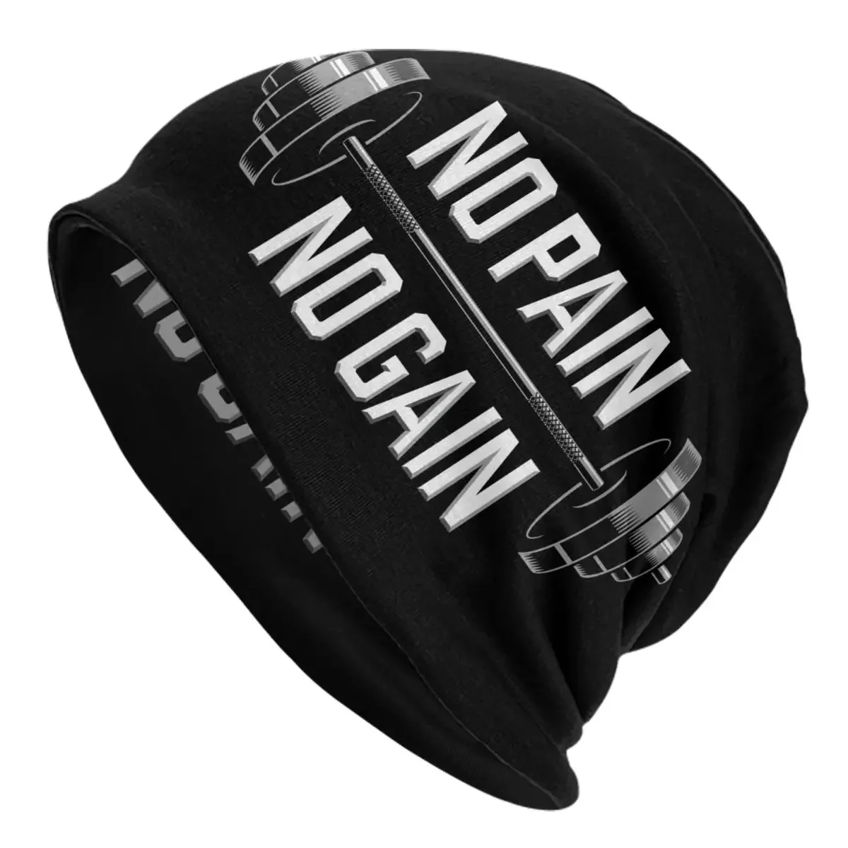 Custom No Pain No Gain Gym Motivational Quote Bonnet Hats Knitted Hat Autumn Winter Warm Bodybuilding Skullies Beanies Caps