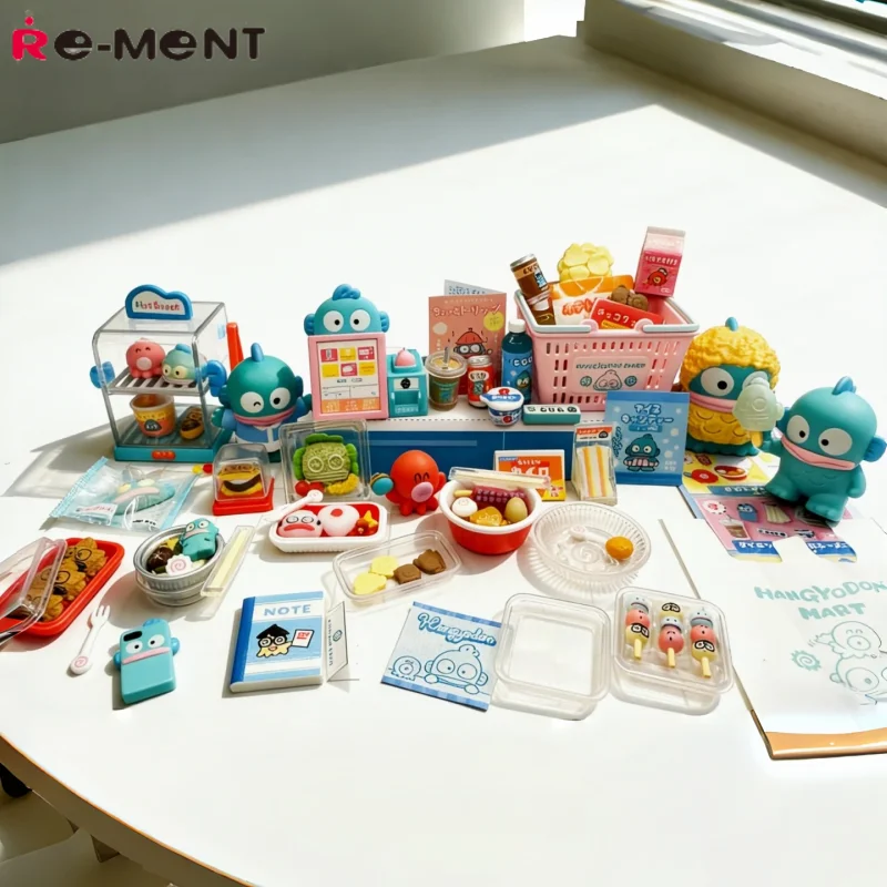 

REMENT Sanrio Hangyodon Blind Box Miniature Supermarket Life Shopping Scene Food Play Collectible Figurines Decor For Anime Fans
