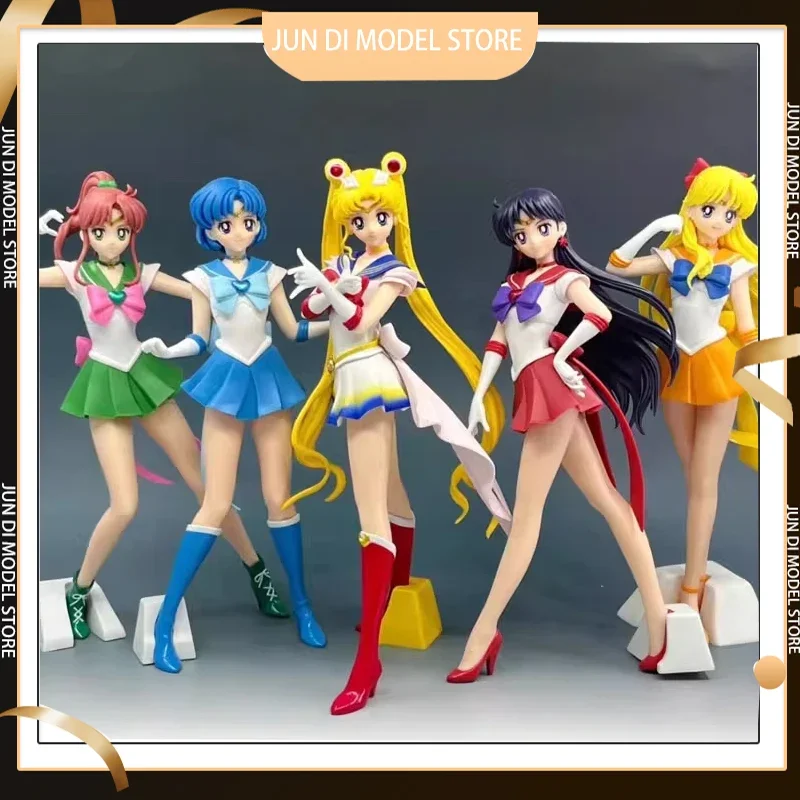 

23cm Bandai Sailor Moon Anime Figure Super Sailor Chibi Moon Action Figure Toys For Kids Gift Collectible Model Ornaments