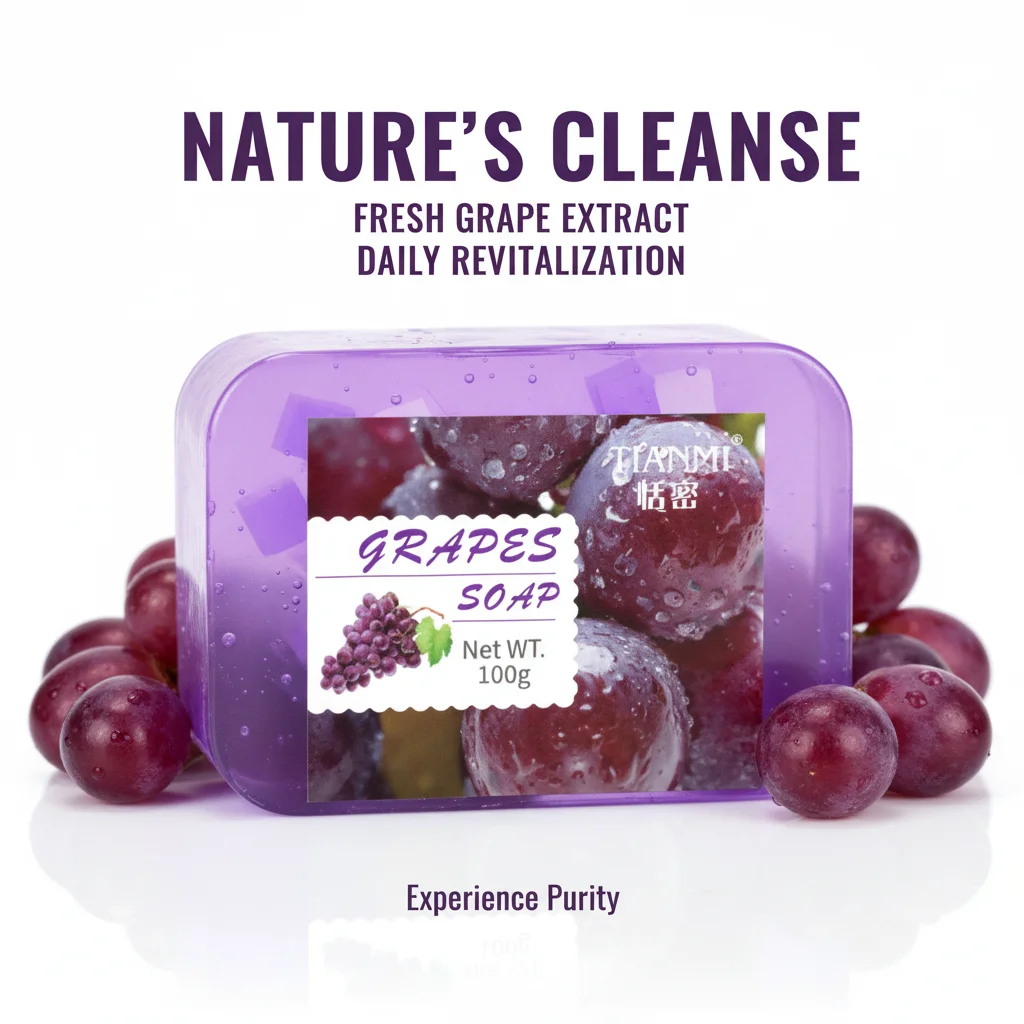 صابون تنظيف العنب للوجه والجسم، فواكه طبيعية، تنظيف عميق، ترطيب، صابون استحمام لطيف لجميع أنواع البشرة