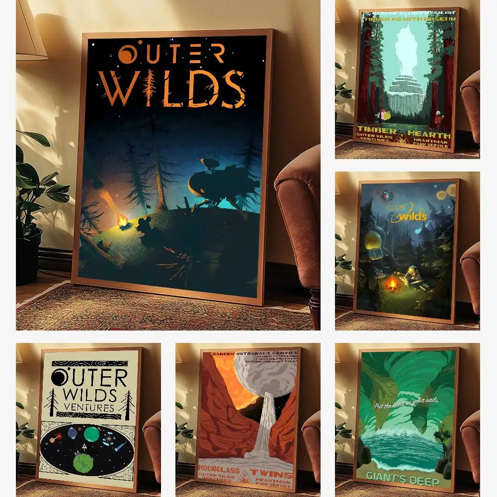 Anime O-Outer Wilds Poster Self-adhesive Art Waterproof Sticker Coffee House Dorm Room Wall Decor