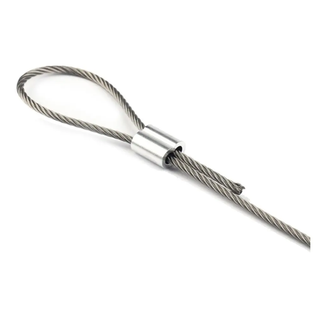 AA19 200 قطعة حبل سلك فولاذي حلقات ألومنيوم أكمام فضية - 100 قطعة قطر 1 مم وقطر 100 قطعة 3 مم