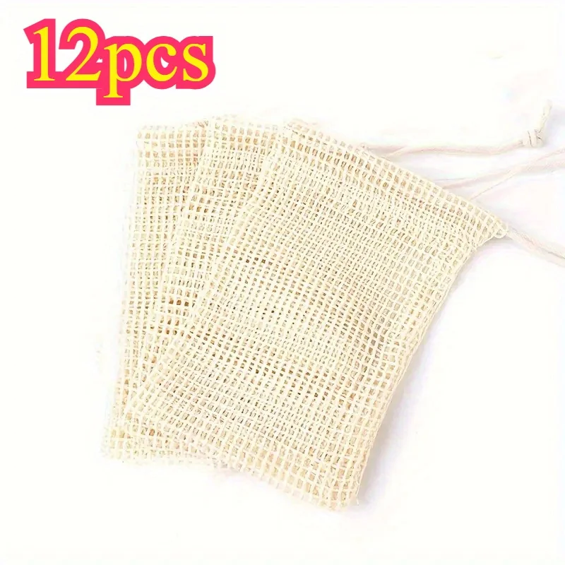 12pcs Washable Mesh Soap Pouches, Made From Soft Breathable Material, Ideal for Travel, Sturdy Cases for Bar Soap,Bathroom
