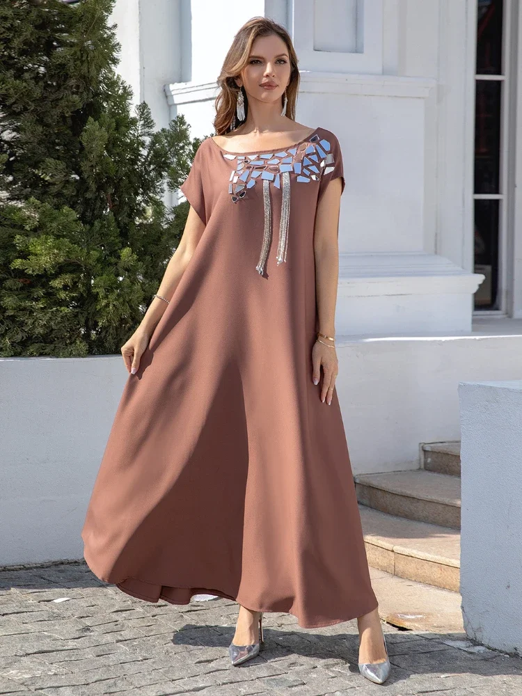 

Eid Dubai Party Dress Women Women Jalabiya Abaya Ramadan Long Dresses Abayas Woman Sequins Kimono Robe Caftan Vestidos 2024