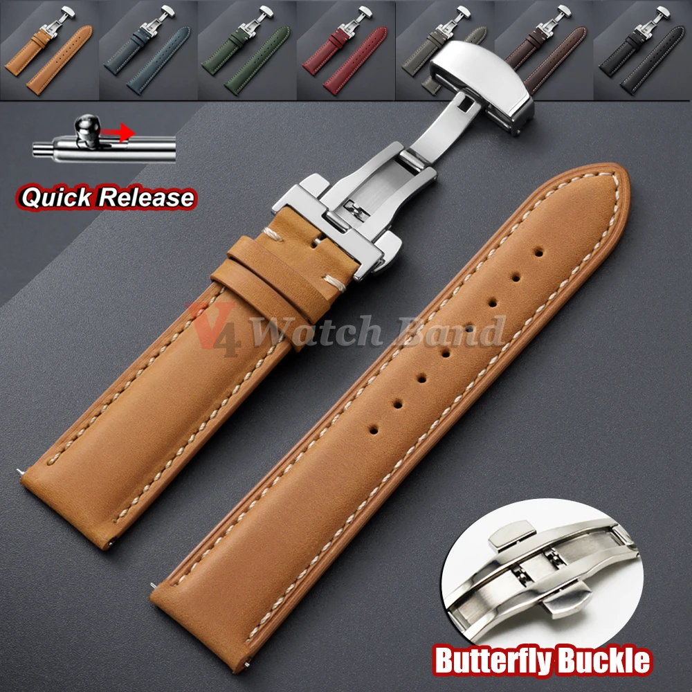 14/16/18/20/22/24mm Kalbsleder-Uhrenarmbänder Echtes Leder-Armband für Omega-Uhren mit Schmetterlingsverschluss Uhrenzubehör