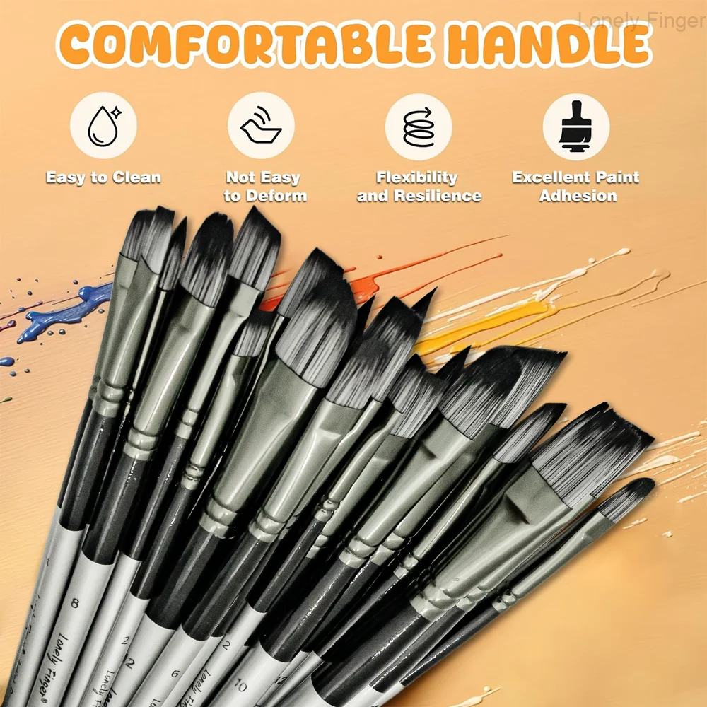 6/30pcs Paint Brush Set, Acrylic Paint Brushes, Professional Artist Series with Round,Flat, Angular,Filbert for Oil, Acrylic Can