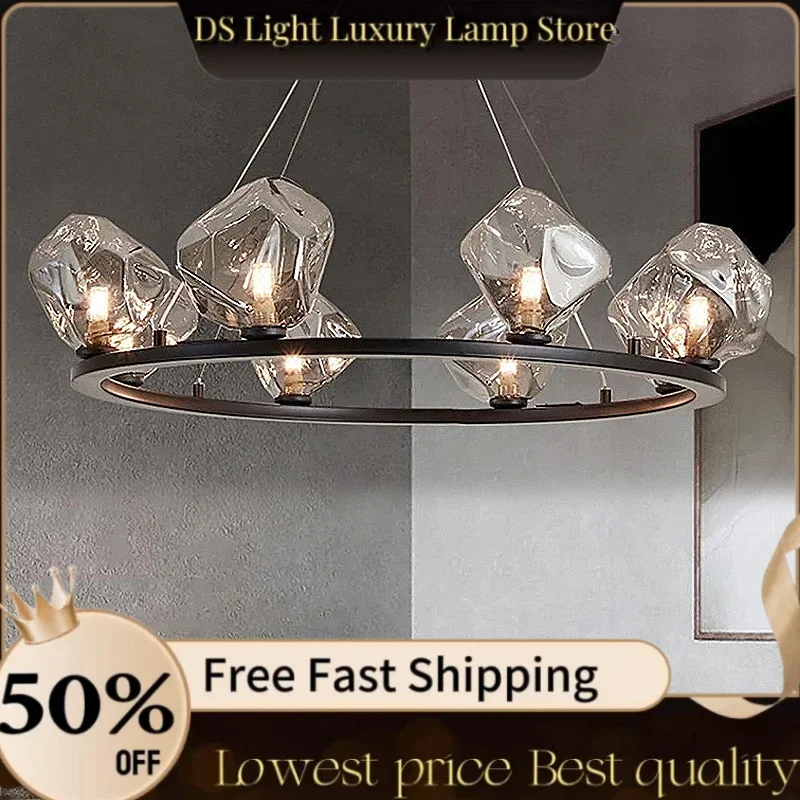 

Modern Nordic Style Led Chandelier For Living Room Bedroom Dining Room Kitchen Round Ring Black Glass Hanging Lamp Pendant Light