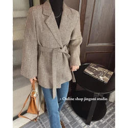 2022 Woman Oem Plaid Overlap Blazers Suits Coats Tweed Jackets Fashion Chic Elegant Stylish Clothing Autumn Winter Y2k Parkas