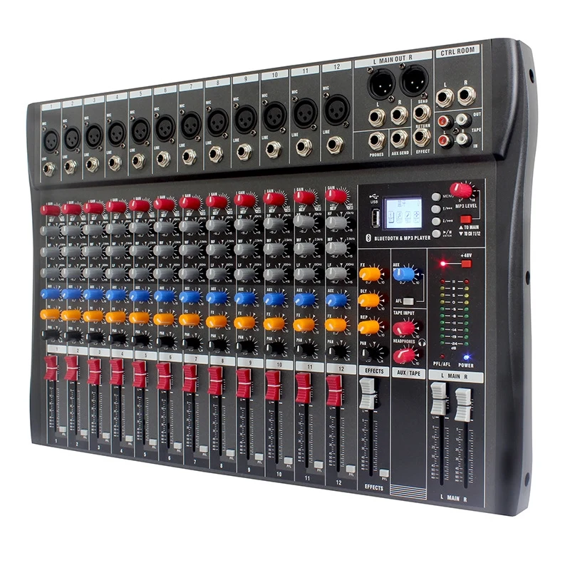 

CT12USB Professional Audio Mixer Built-in DSP Reverb Effect Digital 12 Channel Music DJ Audio Console