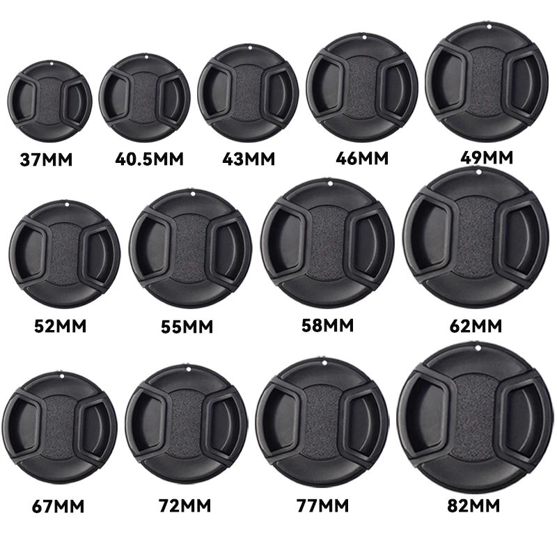Tapa de Lente de Cámara de Alta Calidad de 37mm 40.5mm 43mm 46mm 49mm 52mm 55mm 58mm 62mm 67mm 72mm 77mm 82mm, Tapa Delantera a Presión para Cámara