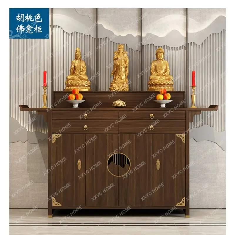 XXModern Luxury Solid Wood Buddhist Altar Table Home Shrine Cabinet for Buddha Statue Living Room Worship