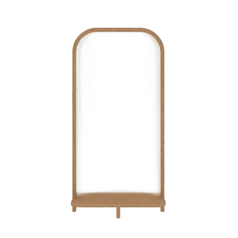 

New Chinese Changhong glass water corrugated solid wood screen partition living room bedroom entrance home rack