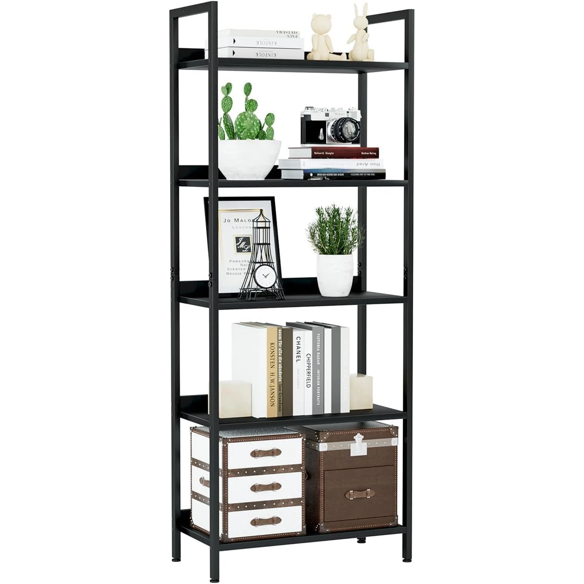 Chulovs Bookshelf, 5 Tier Bookshelves, Home Office Bookcase Shelf Storage Organizer, Free Standing Storage Shelving Unit for Bed