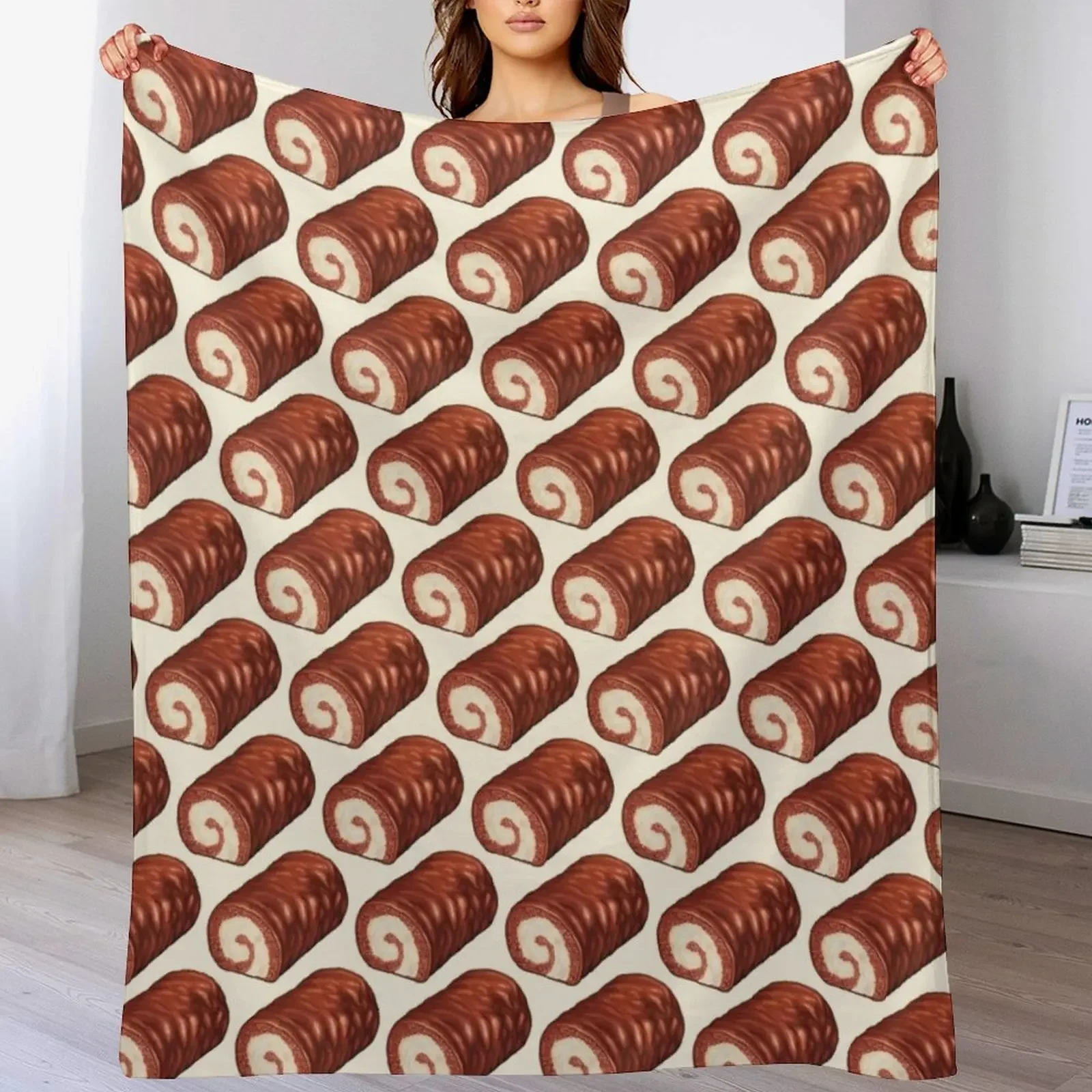 Chocolate Swiss Roll Cake Pattern Throw Blanket Fluffy Cozy Throw Blanket for Home Decor